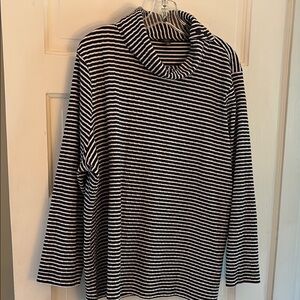 Striped Navy Blue and White Turtleneck Sweater